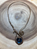 Wire Necklace with Blue Stone