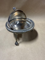 Vintage Silver Plate Roll Top Dome Dish Caviar Butter Server Made in England