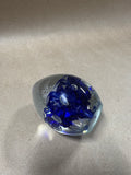 Clear And Cobalt Blue Glass Egg Paperweight