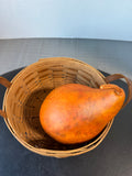 1987 Longaberger Round Basket with Leather Handles & Dried Gourd