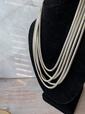 Multi-Layered Cascading Liquid Silver Tone Snake Chain Necklace
