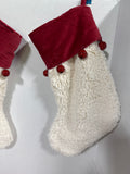 Pottery Barn Sherpa And Velvet Stocking Holder With Bells - Set Of 5