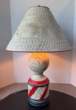 LT. Moses Willard Punched Tin & Crackled Resin Americana 3-Way Table Lamp (WORKS)