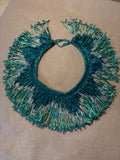 Heavily Beaded Collar In Blue & Green