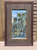 MCM Glass Painting Transferred to Paper Art  - Owls