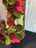 Mackenzie Childs Leaves And Feathers Woodland Stocking