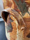 Signed Handmade Twin-Handled Glazed Stoneware Vase or Planter