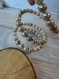 Faux Champagne Pearl Wire Wrap Bracelet