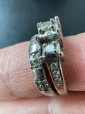 10K and 14K White Gold & Diamond Wedding Set SIZE 5