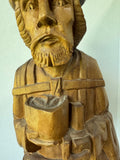 Ecuadorian Vintage Hand Carved Barefoot Traveler Large Wooden Sculpture