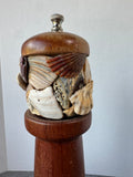 Seashell Accented Stainless Steel & Wooden Pepper Mill (WORKS)