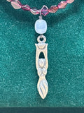 Garnet/Rose Quartz Necklace with Goddess Pendant (Sterling Clasp)
