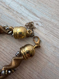 Bronze Tone & Faceted Silver Bead Twisted Rope Necklace