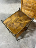 Vintage Petite 2 Tier Side Table on Caster, with Brass Legs and Pineapple Accents