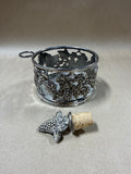 Heavy Silverplate Grape Wine Coaster With Matching Bottle Stopper