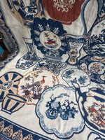 (C) Goodwin Weavers Colonial Williamsburg Floral Teapot Tapestry Style Fringed Blanket