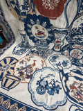 (C) Goodwin Weavers Colonial Williamsburg Floral Teapot Tapestry Style Fringed Blanket