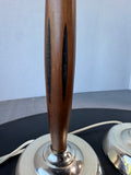 Pair of Vintage Lightweight MCM Teak Wood Sculptural Lamps (WORKS)