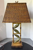 Metal Bamboo 3-Way Lamp with Woven Rattan Shade (WORKS)