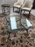 Glass Top Coffee Table, with Metal Base