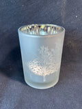 Two's Company Frosted Candleholders w/ Etched Silhouettes