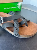 White Mountain Footbeds Harrington Nubuck Black Leather Sandals WOMEN’S SIZE 10