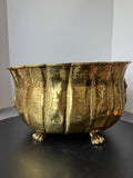 Hammered Brass Vintage Double Lion Head Clawfoot Foot Bath or Planter