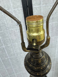 Black & Gold Floral Toleware Vintage Brass Floor Lamp (NEEDS REWIRING)