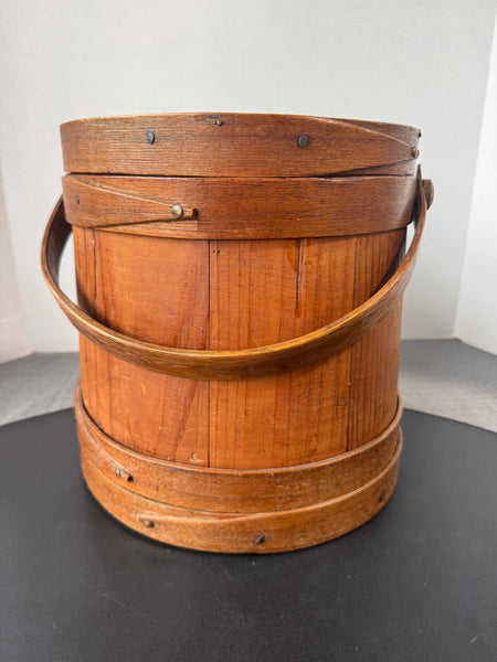 Primitive Vintage Wooden Firkin Sugar Bucket