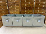 Set of 4 Tan Color Collapsable Fabric Storage Cube/Bins