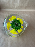 Joe St Clair Art Glass Yellow Floral Paperweight