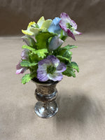 Hand Made English Bone China Flowers With Gorham Sterling Urn Vase *** READ DESCRIPTION ***