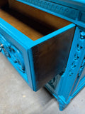 Turquoise Painted 2 Drawers Chest/Dresser
