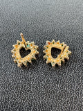 Emerald & 10K Gold Heart Stud Earrings