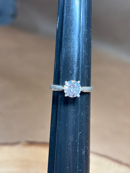Sterling Ring with Faux Diamond - SIZE 6