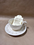 Hartley Greens Leeds Pottery England Royal Creamware Reticulated Open Lace Saucer with Twist Handle Teacup // 4 Available// PRICED INDIVIDUALLY AT $45 EACH