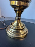 Quoizel Style Vintage Brass Hurricane Lamp with Floral Etched Glass Shade (WORKS)