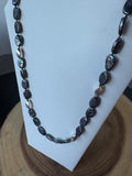 Peacock Freshwater Oval Pearl Necklace with Sterling Silver Toggle
