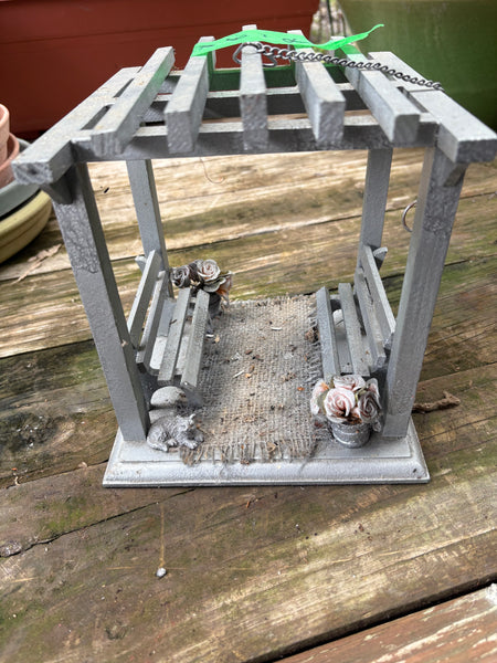 Metallic Silver Tone Bird Feeder