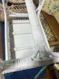 White Wicker Petite Bench/Ottoman with Cushion