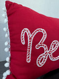 Believe Red Christmas Throw Pillow with Fringed Sides