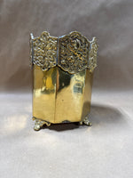 (A) Heavy Ornate Footed Brass Planter