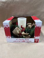 Christmas Wreath With Battery Operated Candle Centerpiece WORKS
