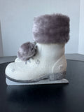 Resin & Faux Fur Glittery Ice Skates Decor or Planter