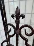 Fleur de Lis Bronzed Metal Scroll Folding Display Floor Easel