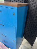 Blue Metal File Cabinet, 4 Drawers, with Key***HEAVY ITEM***READ DETAILS ON PICK UP POLICY***