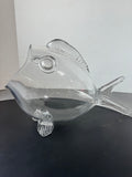 Clear Blown Glass Open Mouth Fish Decor AS IS (READ DESCRIPTION CAREFULLY)