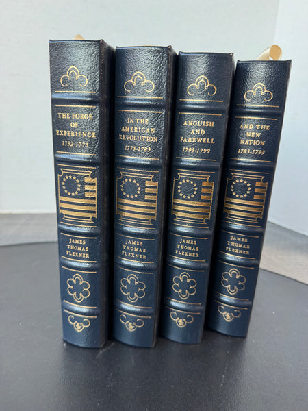 4-Volume Set of Flexner’s George Washington Easton Press Collector’s Edition Leather Bound Hardcover Books