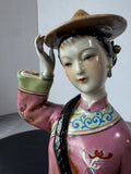 Chinese Wucai Shiwan Lady Merchant Figurine
