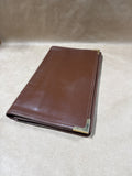 Large Brown Leather Clutch With Brass Corners